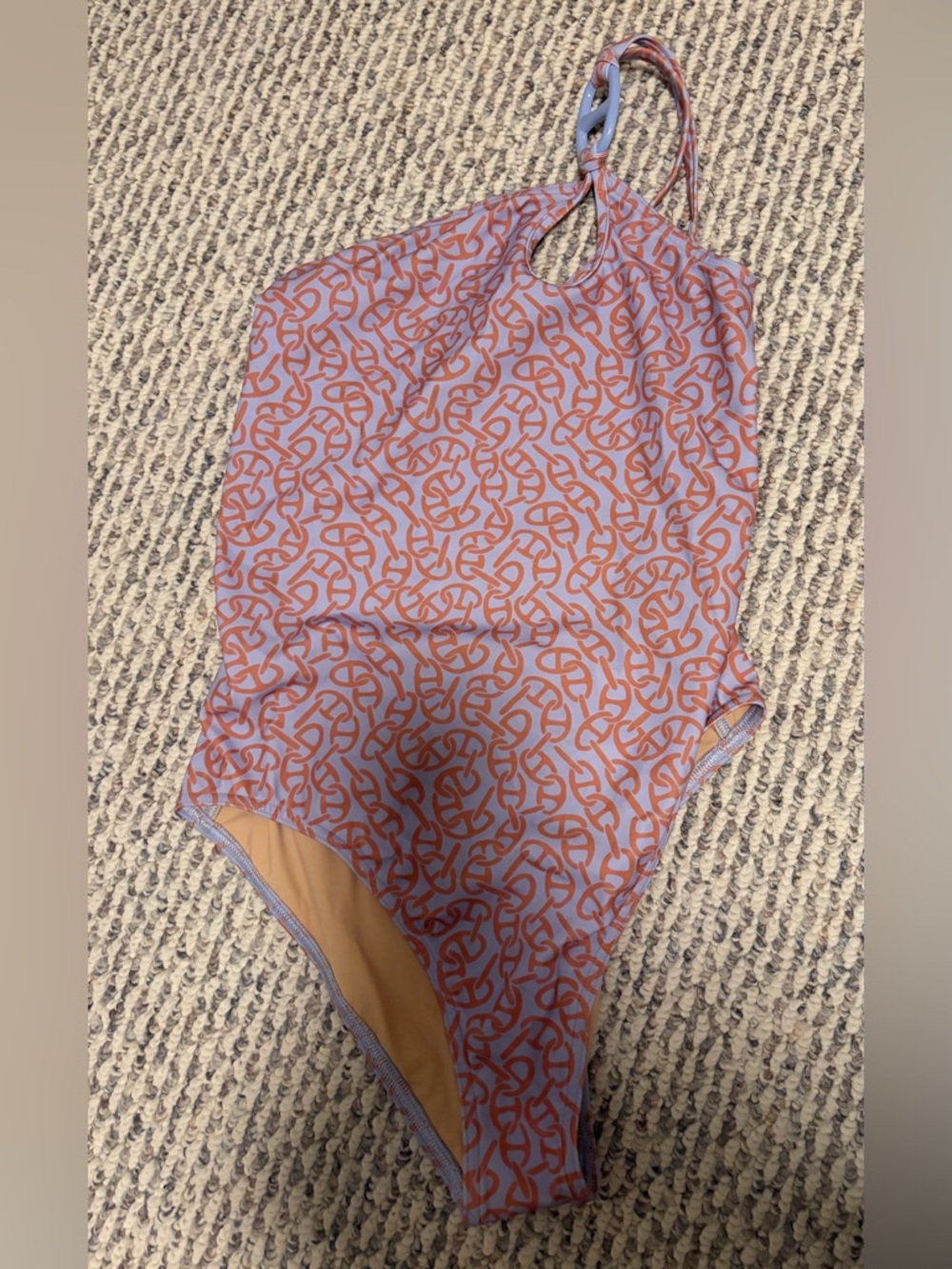 Hermes One-Shoulder Patterned Swimsuit Size 36 Swim